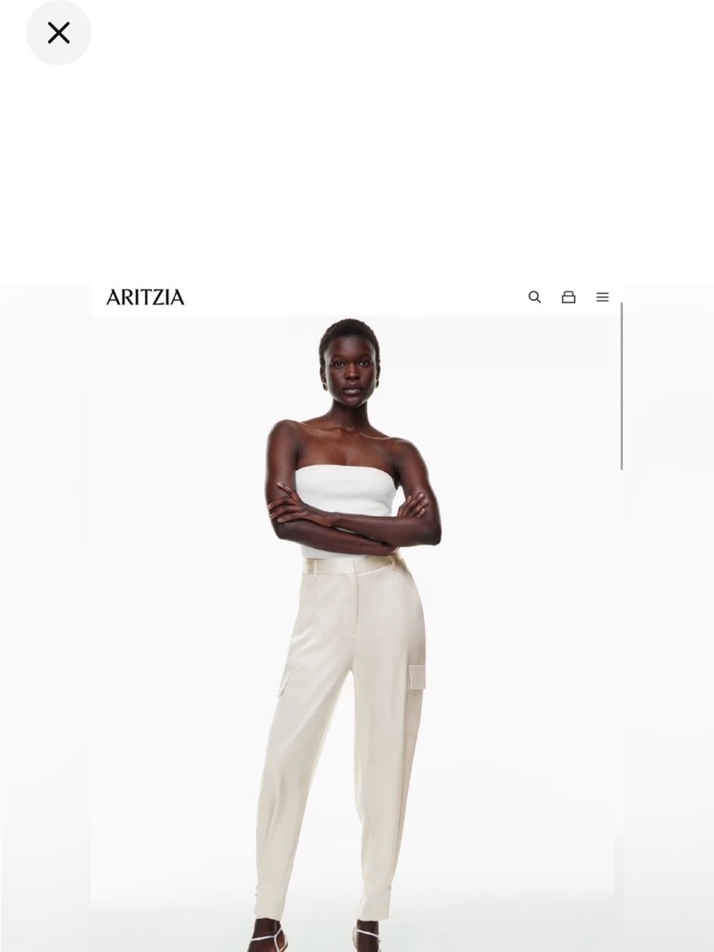 Aritzia Babaton Satin Cargo Joggers in Cream